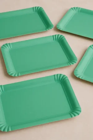 Authentique Plateau en carton Vert Aqua 24 x 33 cm x 5 pièces