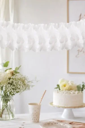 Certifié Guirlande en papier Zinnia Blanc