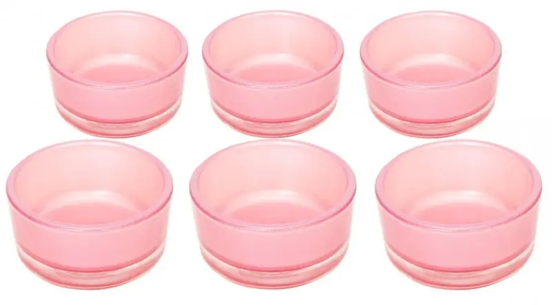 Lot de 6 bougeoirs en verre rose perle Bon Marché