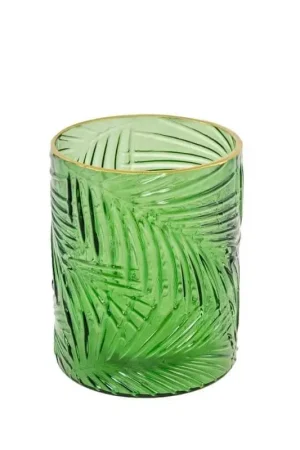 Photophore verre feuille tropical Offre Exclusive