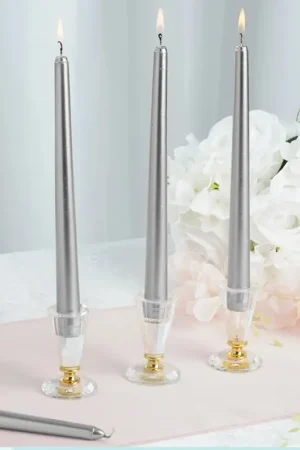 Authentique Bougie chandelier mariage Argent x 2 pièces