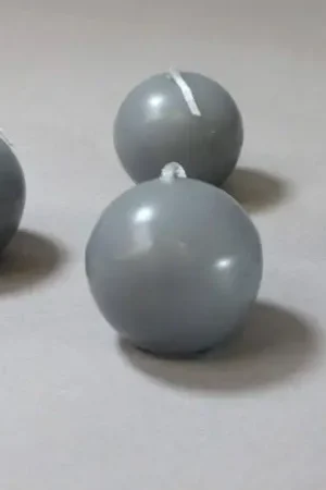Bougie boule sphere Gris 6cm Pas Cher