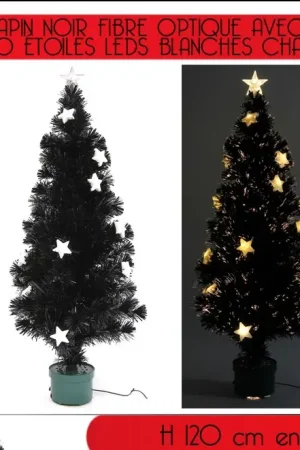 Authentique Sapin de Noel Noir fibre optique 120cm