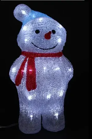 Authentique Bonhomme de neige acrylique lumineux 30 LED