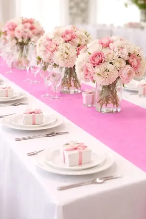 Réduction Chemin de table pas cher intisse 25 mètres Fuchsia