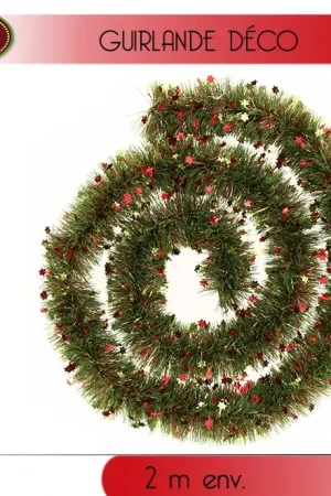 Livraison Express Guirlande de noel Vert Nature avec Etoile Rouge