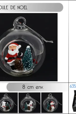 Boule de noel transparente ouverte en verre 8cm Populaire