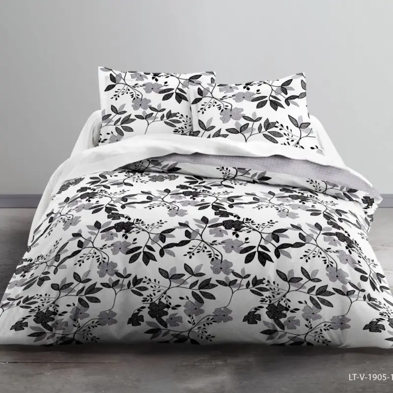 Parure de couette 240x260 pas cher Noir Floral Meilleur Prix