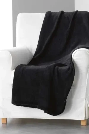 Dernier Modèle Plaid Moelleuse Noir 125x150cm