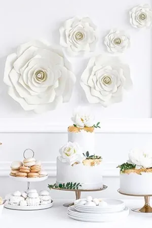 Lot de 5 Grandes Fleurs Ivoire Géantes Retour Gratuit