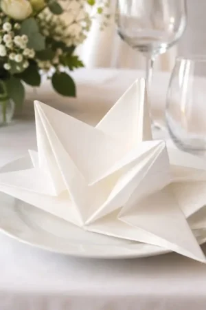 Serviette pré pliée en papier Blanc x 12 pièces Haute Qualité