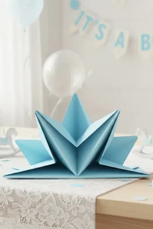 Serviette pré pliée en papier Bleu ciel x 12 pièces Offre Du Jour