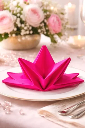 Solde Serviette en papier pré pliée Fuchsia x 12 pièces