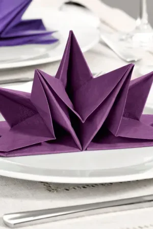 Top Vente Serviette en papier pré pliée Pourpre x 12 pièces