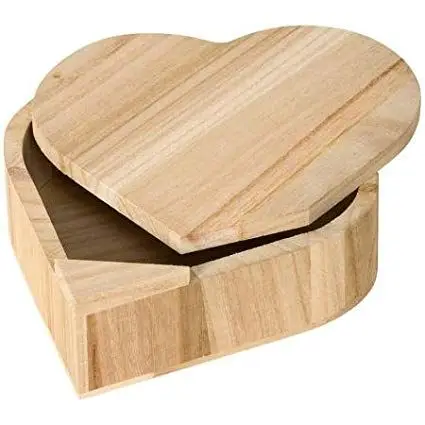 Expédition Rapide Boite en bois forme coeur avec couvercle