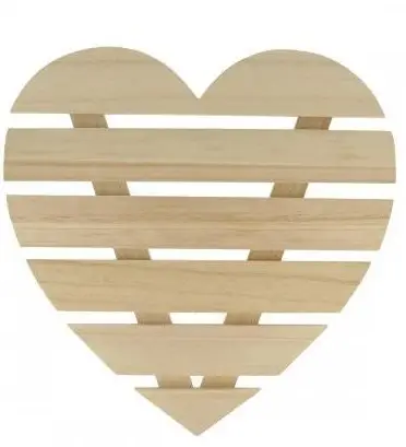 Grand coeur en bois latte 30cm Pas Cher