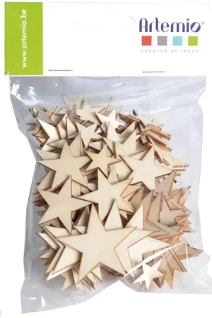 Assortiment d'Etoiles en bois a décorer x 129 pièces Usine Directe