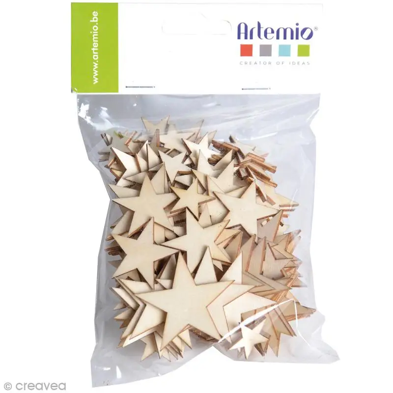 Assortiment d'Etoiles en bois a décorer x 129 pièces Usine Directe