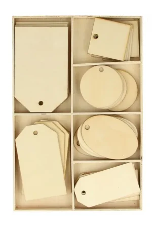 Offre Limitée Set de 36 etiquettes en bois a personnaliser