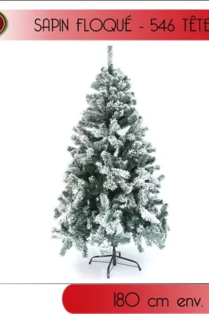 Sapin Artificiel Luxe Floqué vert neige180cm Meilleur Prix