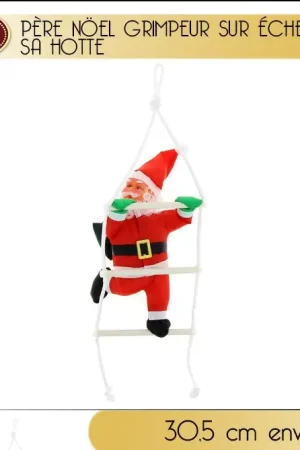 Certifié Pere noel grimpeur sur echelle avec hotte