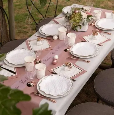 Chemin de table voie seche luxe Rose gold Retour Gratuit