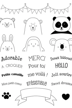 Produit De Marque Set de 22 Tampons Transparents Adorable Message