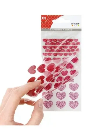 Stickers Coeurs a paillettes Rose x 174 pièces Populaire