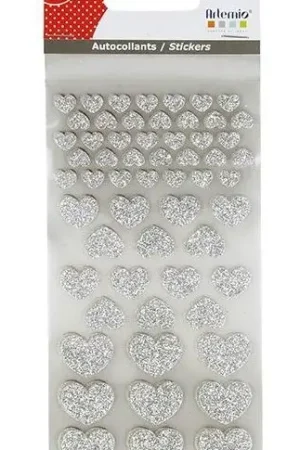 Stickers Coeurs a paillettes Argent x 174 pièces Commander Maintenant