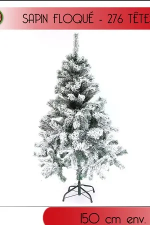 Prix Bas Sapin Artificiel Luxe FloquéVert neige150cm