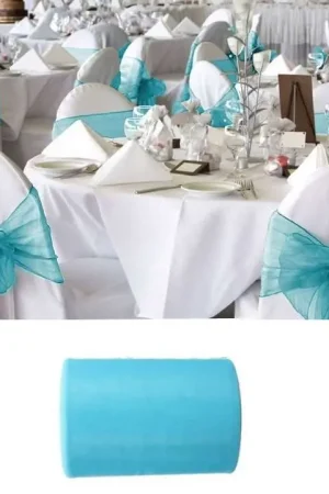 Tulle Turquoise 20cm x 100m pour 40 noeuds de chaise Petit Prix