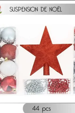 Offre Exclusive Boule de noel Assorties Rouge et Argent x 44 pièces