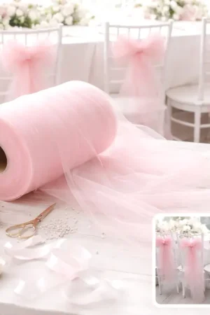 Tulle Rose 20cm x 100m pour 40 noeuds de chaise Prix Réduit