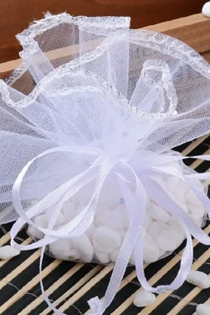 Tulle dragées papillon Blanc x 10 pièces Top Vente