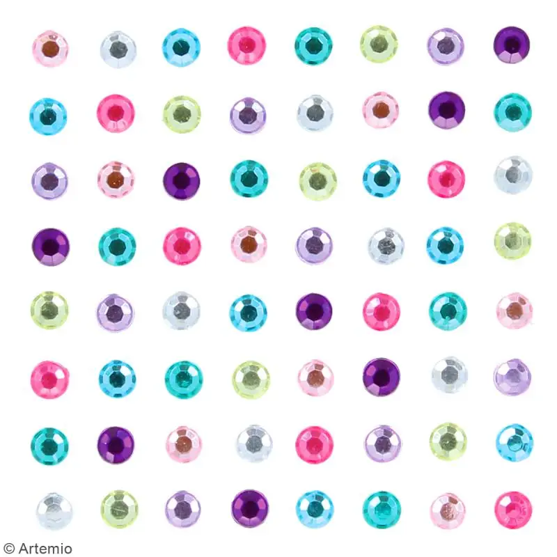 Strass autocollants multicolore x 64 Pas Cher