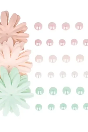 Meilleur Prix Fleurs en papier et perles autocollantes Secret x 75