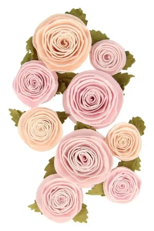 9 Fleurs en papier vieux rose Commander Vite