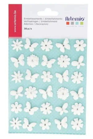 Papillons fleur papier blanc x 30 Bon Marché