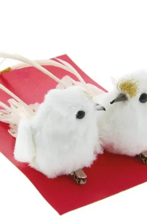 Petit Prix Oiseau Blanc et Doré sur pince x 2 pièces