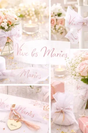 Seulement Aujourd'hui Rouleau de tulle Vive les Mariés Rose gold