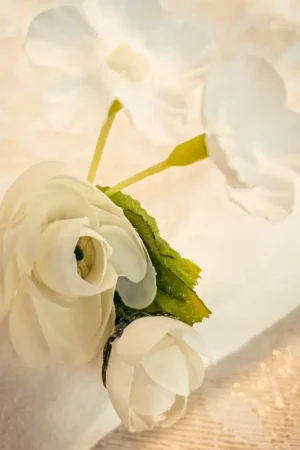 Vente Flash Rond de serviette Fleuri Ivoire x 4 pièces