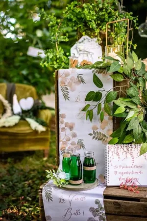 Chemin de table Satin la vie est belle rose gold Super Prix