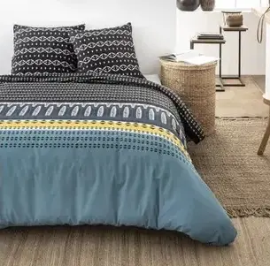 Housse de couette 220x240 Mawira Zippée Ethnik Vert Prix Choc