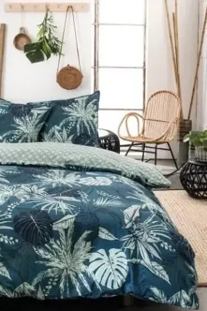 Pas Cher Housse de couette 240x260 Mawira Zippée Tropical Bleu