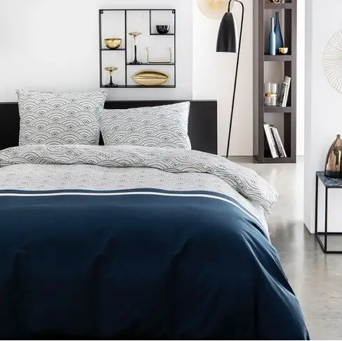 Housse de couette 240x260 Mawira Zippée Géometrique Blanc Prix Réduit