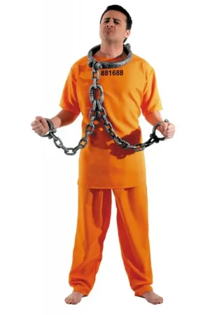Jusqu'à Épuisement Des Stocks Déguisement Homme Prisonnier US Orange