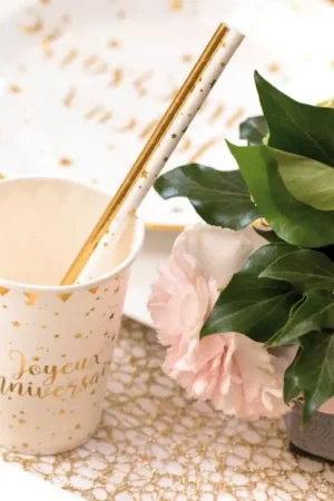 Gobelet en carton Joyeux Anniversaire OR x 10 pièces Acheter Direct