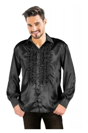 Costume Homme Chemise satin Noire XL Affaire À Saisir
