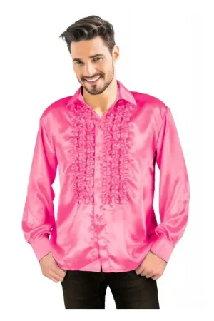 Meilleur Prix Costume Homme Chemise satin Rose XL