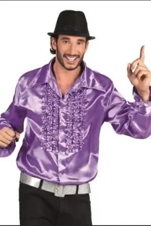 Vente Directe Déguisement Homme Chemise satin Violet